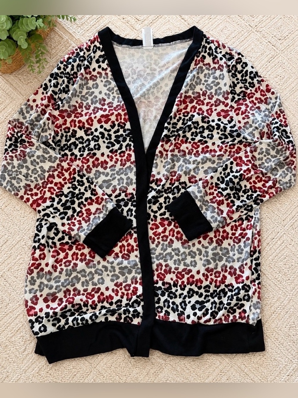 Honeyme Curvy XL Leopard Print Open Front Cardigan Duster Lightweight Layering